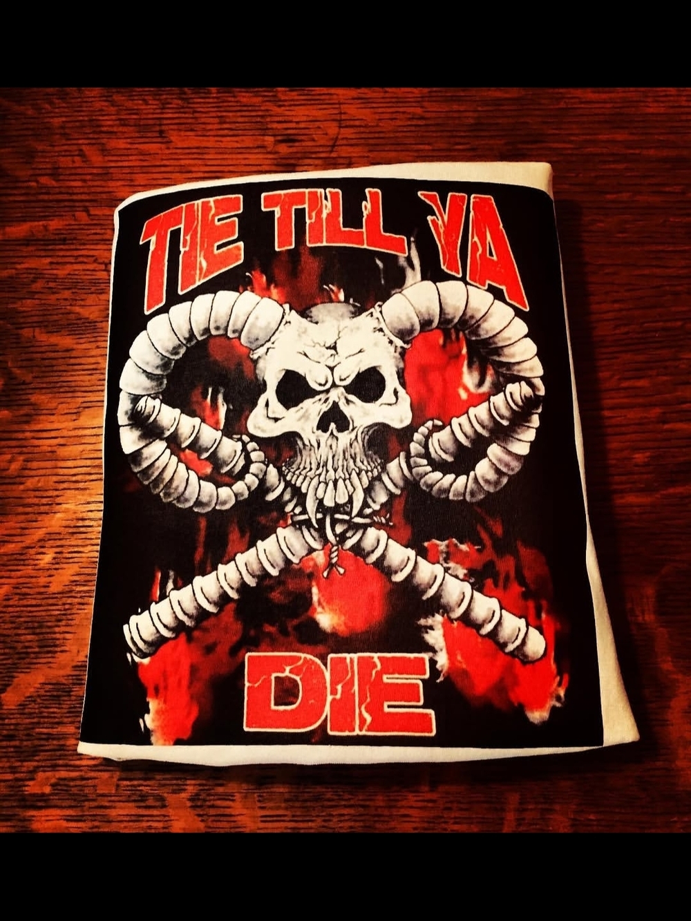 Graphic Skull 'Tie Till Ya Die' Tee - Black & Red Ironworkers